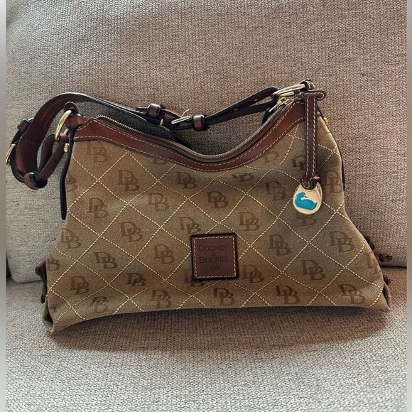 Authentic Dooney & Bourke Vintage Monogram Hobo Style Handbag Shoulder Bag - Picture 1 of 8